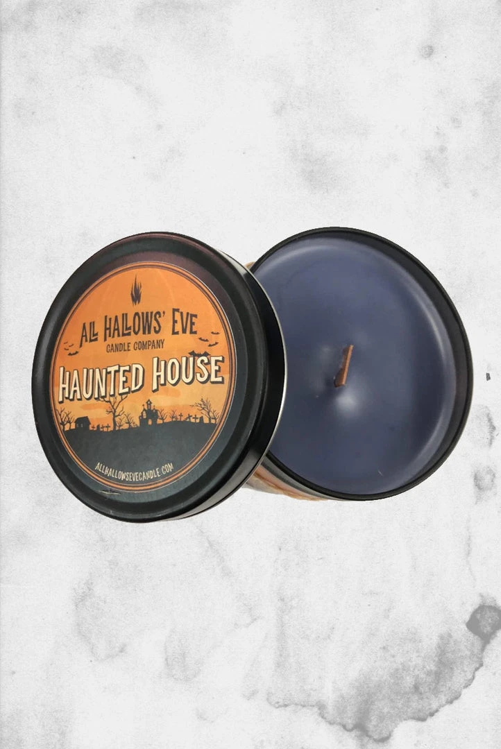 All Hallows Eve Candle Co Haunted House (Drunk Pumpkin) - Wood Wick Candle Crypt Goods