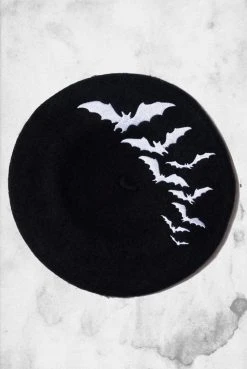 Kreepsville Bat Beret Hat (White) Accessories
