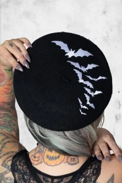 Kreepsville Bat Beret Hat (White) Accessories