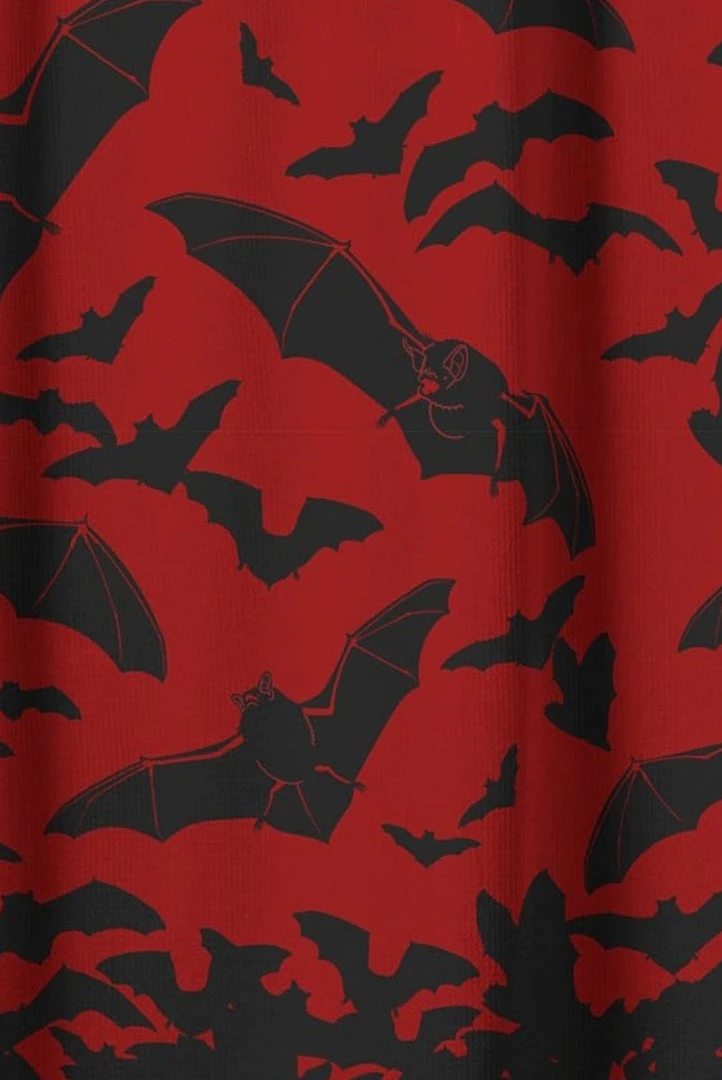 Sourpuss Spooksville Bats Shower Curtain Crypt Goods