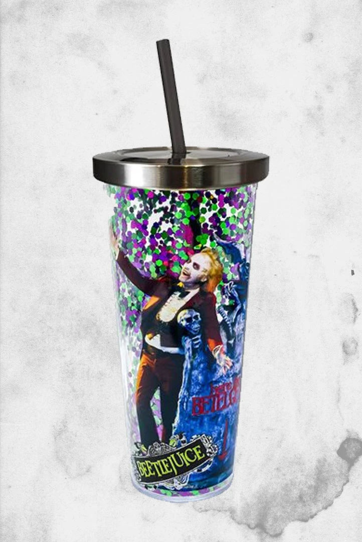 Spoontiques Everything Else Beetlejuice Glitter Tumbler