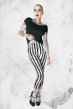 Kreepsville Stripe White Capri Leggings