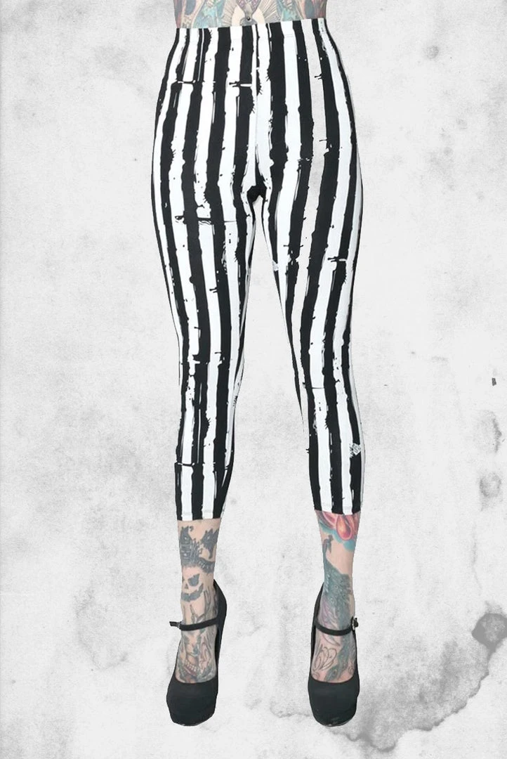 Kreepsville Stripe White Capri Leggings