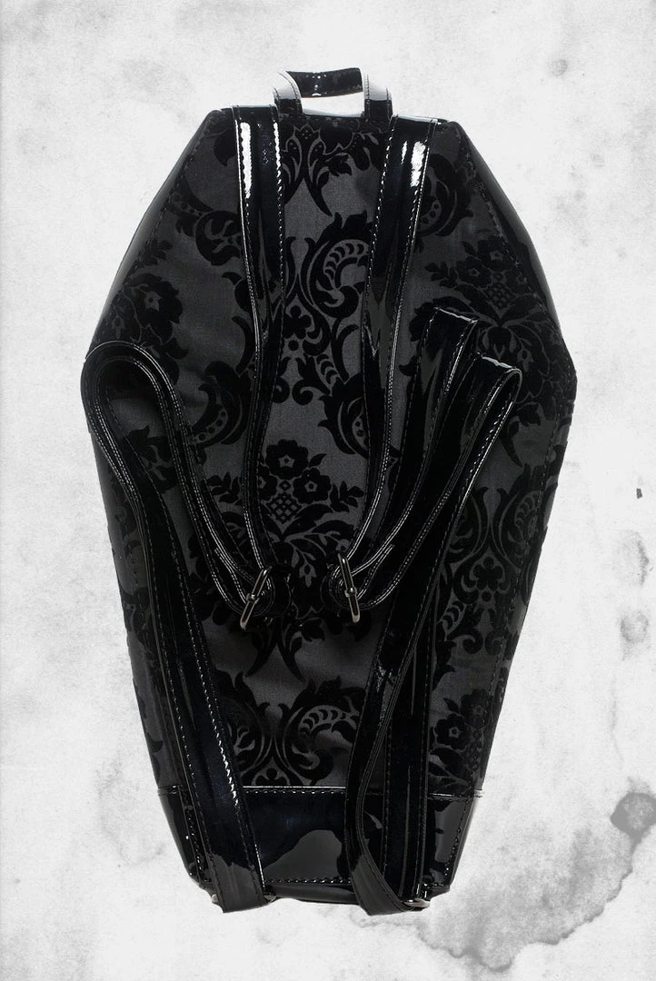 Rock Rebel Bags Coffin Backpack - Black Damask