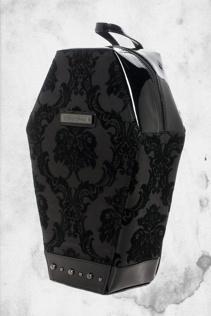 Rock Rebel Bags Coffin Backpack - Black Damask