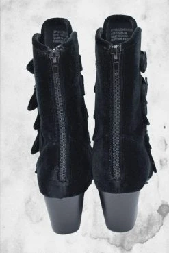 STRANGE CVLT - Coven Black Velvet Boot Shoes