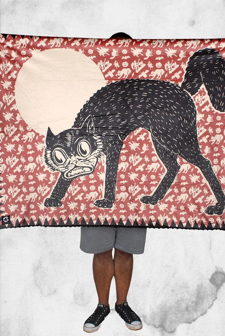 Creepy Company Beistle® - Funky Cat Throw Blanket Crypt Goods