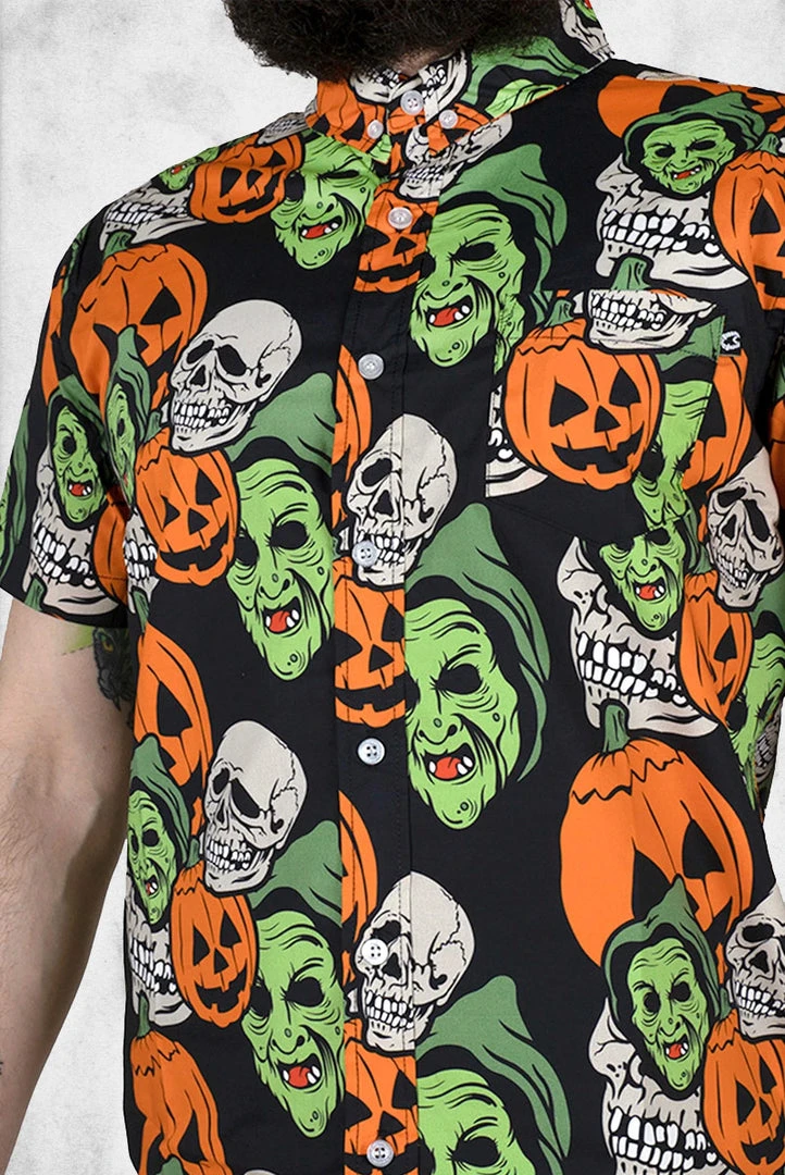 Creepy Company Halloween - Mask Commercial Button-Up Shirt