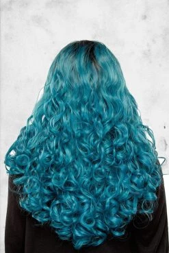 Rockstar Wigs Curly Dark Roots - Turquoise Mix Wig