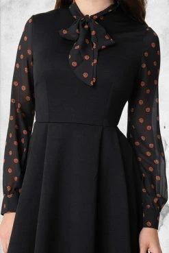 Unique Vintage Pumpkin Print Fit & Flare Dress Dresses & Bottoms