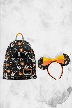 Loungefly Disney - Mickey And Minnie Mouse Spooky Mini-Backpack & Ears Headband Set