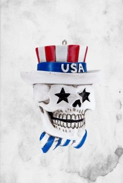 HorrorNaments July 4th Skull Ornament