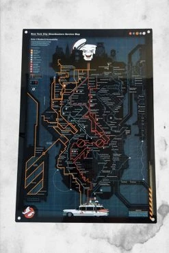Factory Entertainment Everything Else Ghostbusters - NYC Subway Map (Aluminum Sign)