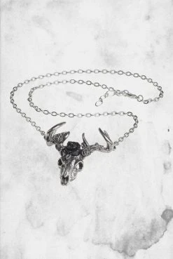 Alchemy England Jewelry White Hart, Black Rose Pendant Necklace