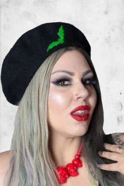 Kreepsville Accessories Bat Beret Hat (Green)