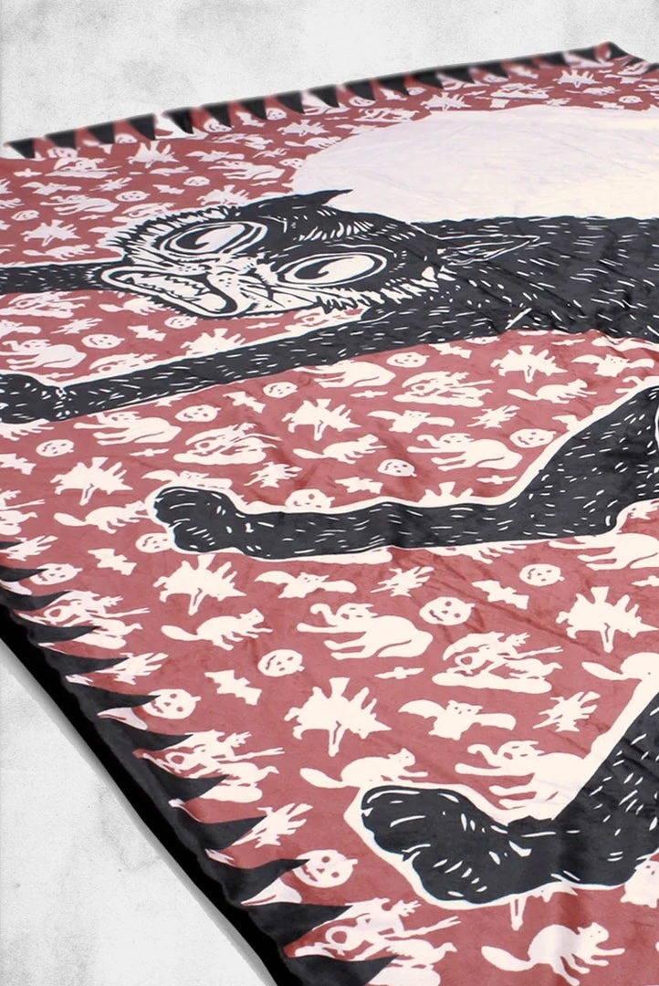 Creepy Company Beistle® - Funky Cat Throw Blanket Crypt Goods