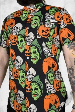 Creepy Company Halloween - Mask Commercial Button-Up Shirt