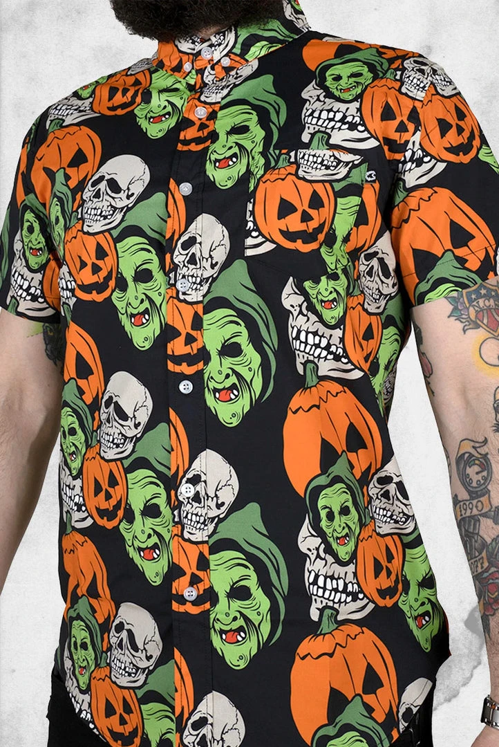 Creepy Company Halloween - Mask Commercial Button-Up Shirt