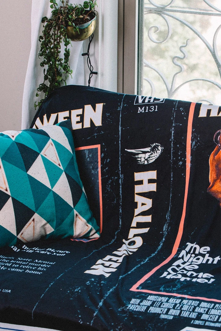 Creepy Company Halloween VHS Throw Blanket Crypt Goods