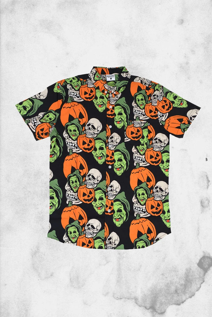 Creepy Company Halloween - Mask Commercial Button-Up Shirt