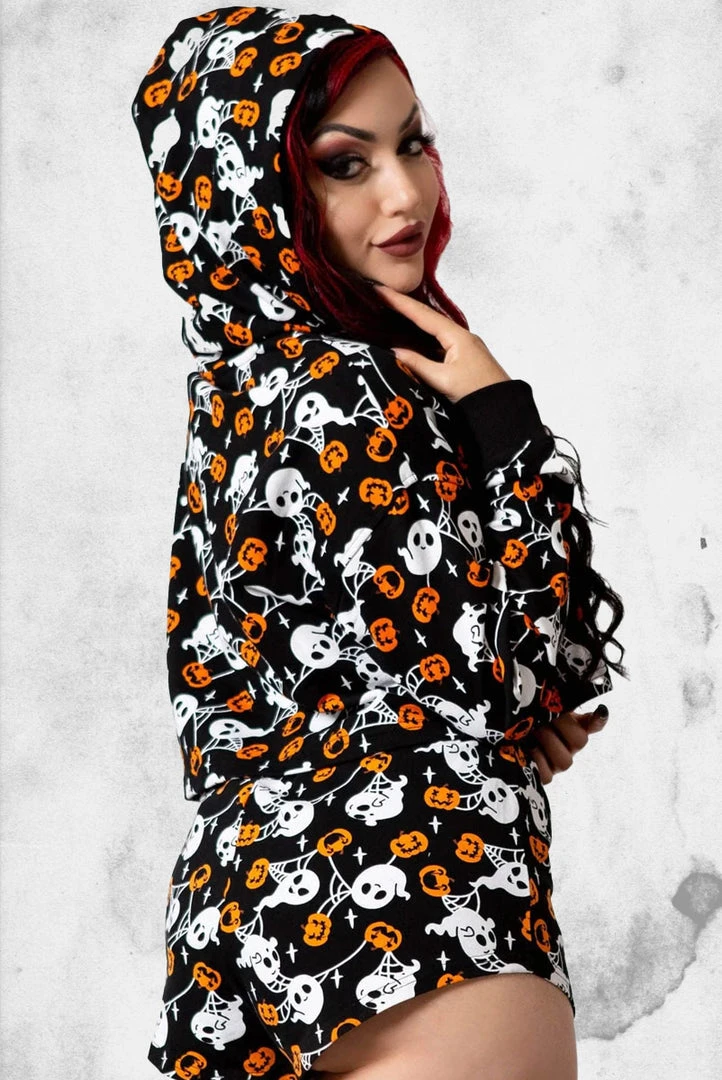 Killstar Apparel Haunted Pumpkin Cropped Hoodie