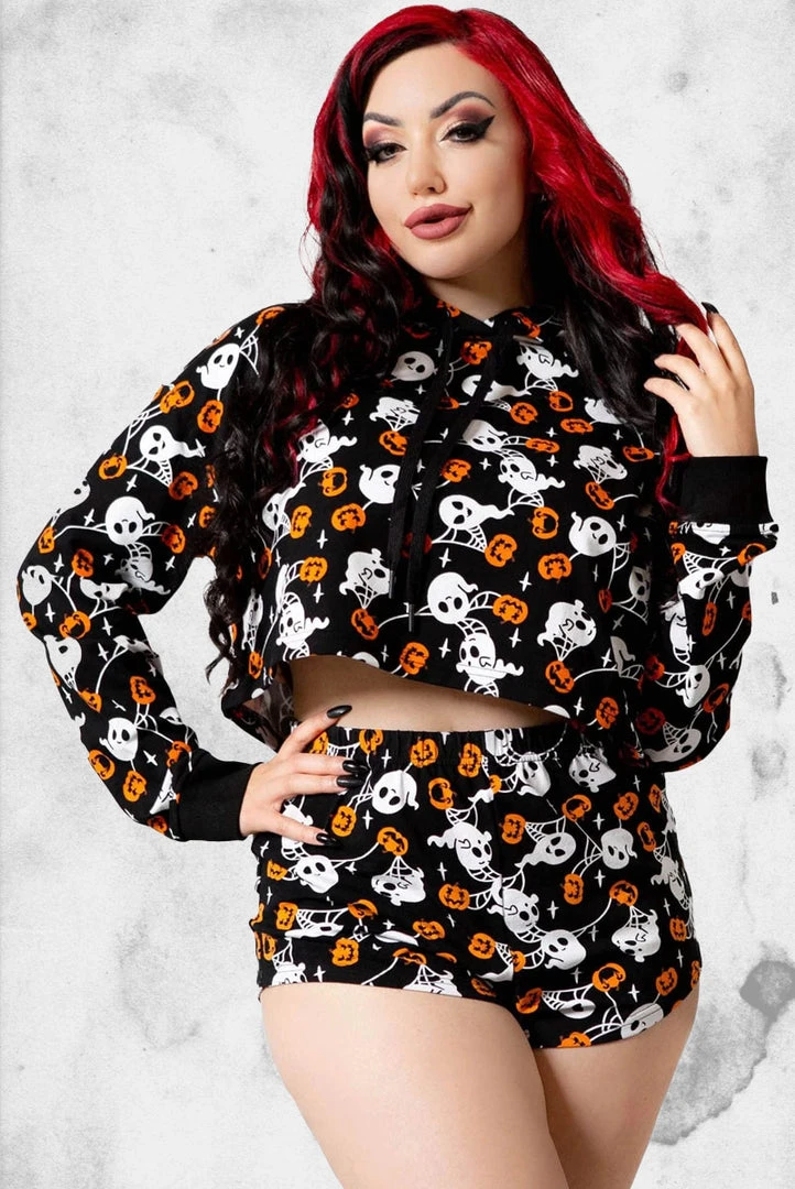 Killstar Apparel Haunted Pumpkin Cropped Hoodie