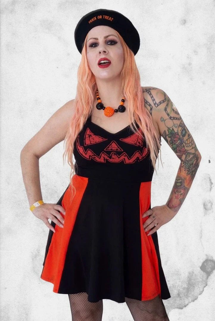 Kreepsville Jack-O-Latern Pumpkin Pinafore Dress Dresses & Bottoms