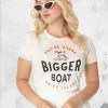 Unique Vintage JAWS - Need A Bigger Boat Womens T-Shirt Apparel