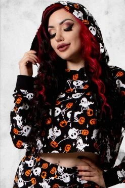 Killstar Apparel Haunted Pumpkin Cropped Hoodie