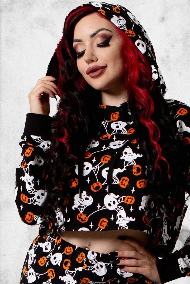 Killstar Apparel Haunted Pumpkin Cropped Hoodie