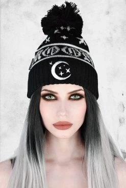 Killstar Moonscape - Bobble Beanie Hat Accessories