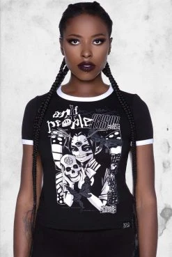 Killstar T-Shirts No Fairytale Ringer Top