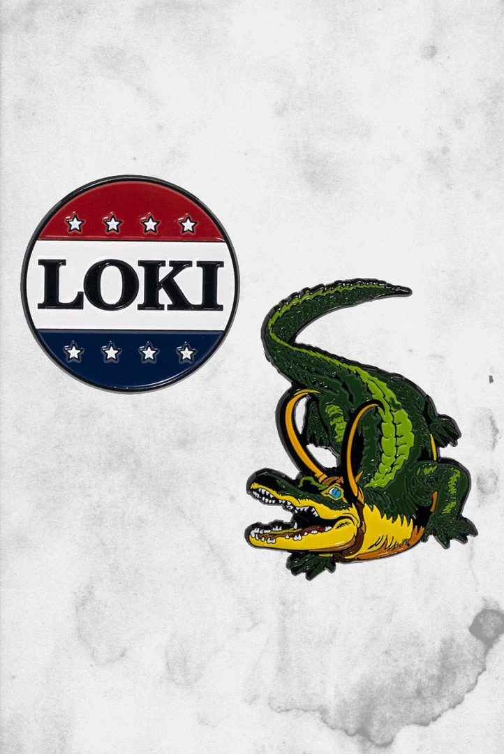 EE Enamel Pins Loki - President Loki Button & Alligator - Set (Enamel Pin)