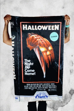 Creepy Company Halloween VHS Throw Blanket Crypt Goods