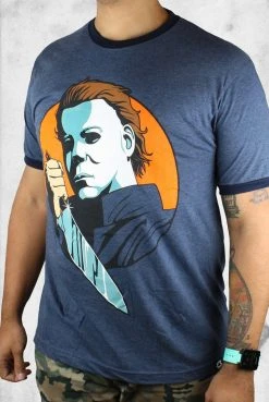 Creepy Company T-Shirts Halloween - Michael Myers Icon Ringer Tee