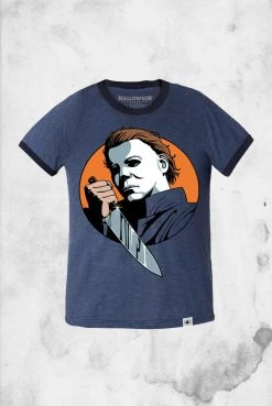 Creepy Company T-Shirts Halloween - Michael Myers Icon Ringer Tee