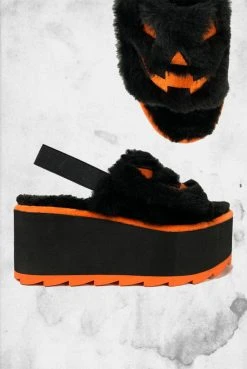STRANGE CVLT - Lilly Jack-O-Lantern Black/Orange Sandal