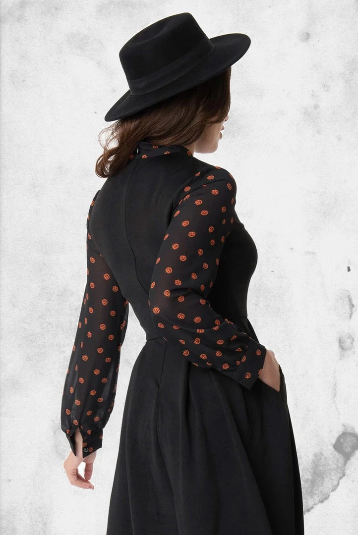 Unique Vintage Pumpkin Print Fit & Flare Dress Dresses & Bottoms