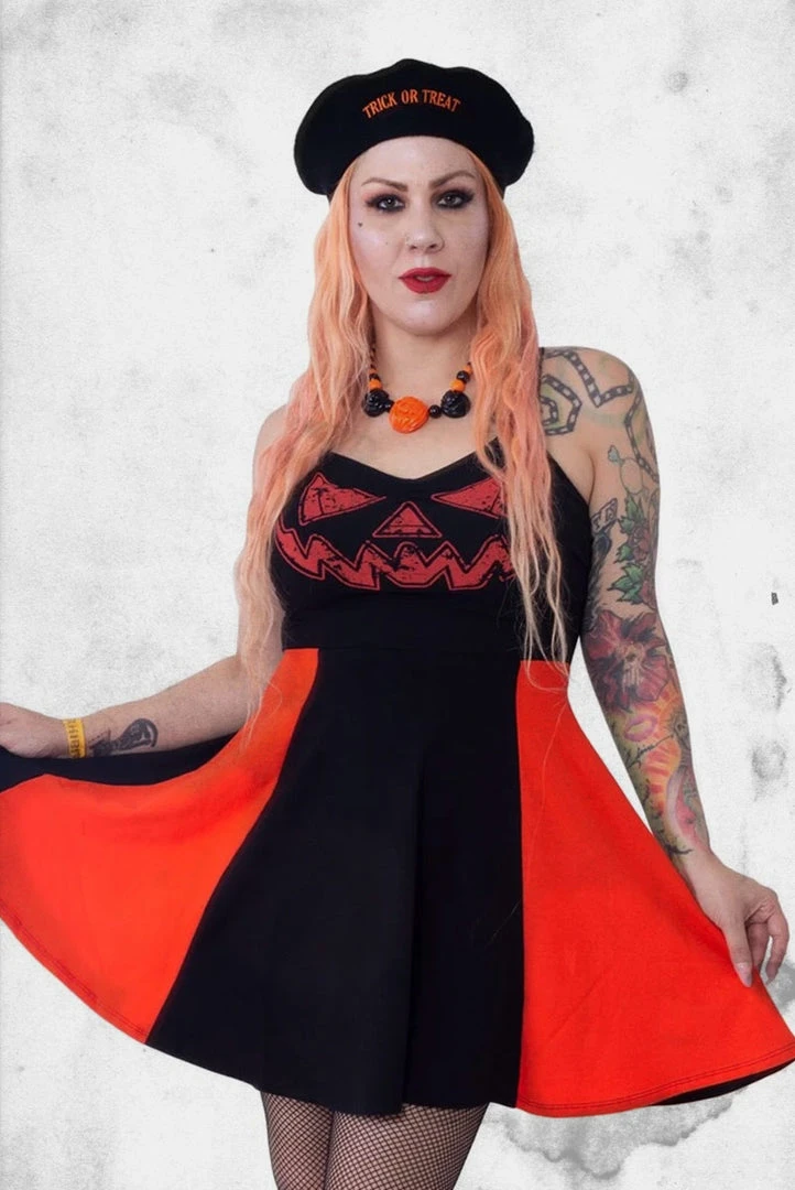 Kreepsville Jack-O-Latern Pumpkin Pinafore Dress Dresses & Bottoms