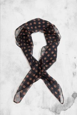 Unique Vintage Black & Orange Pumpkin Print Chiffon Hair Scarf