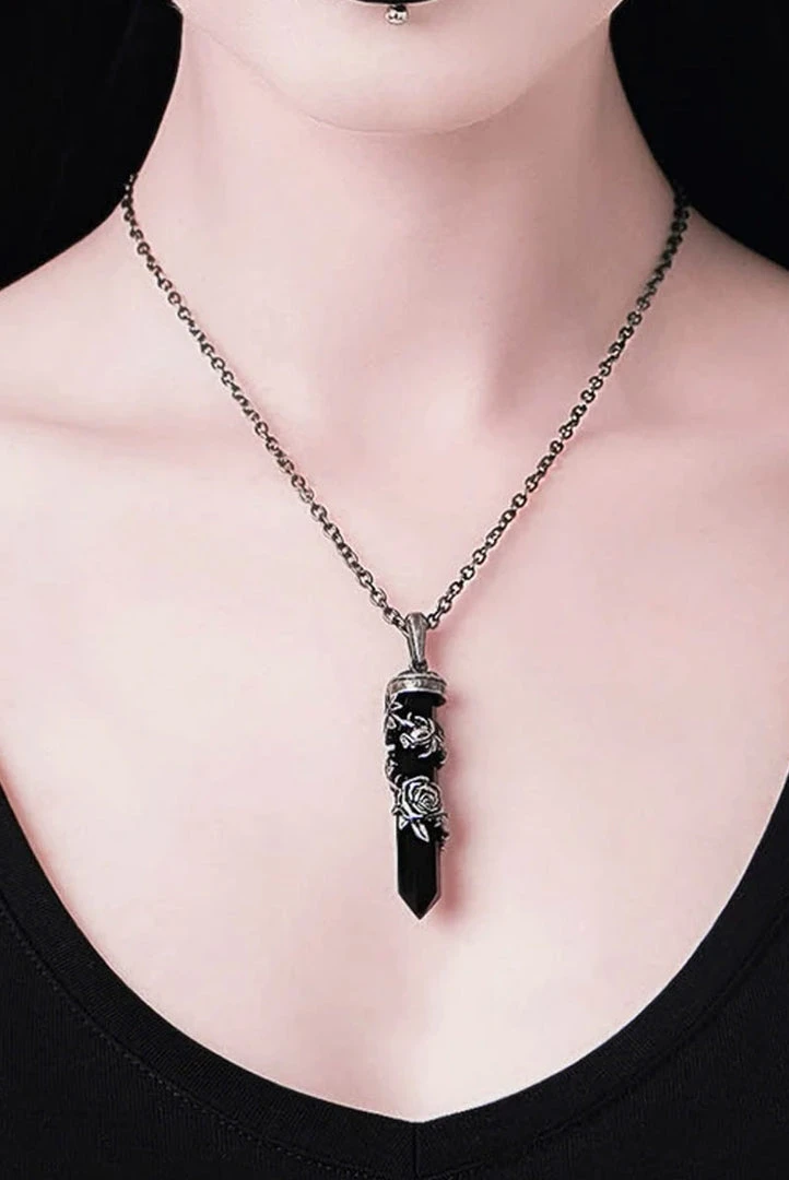 Killstar Jewelry Black Rose Necklace
