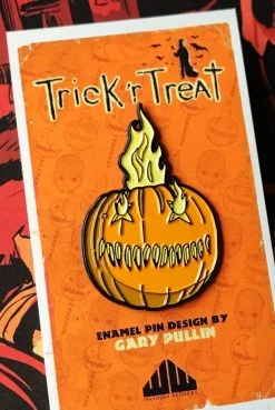 Waxwork Records Trick 'r Treat - Flaming Pumpkin (Enamel Pin) Enamel Pins