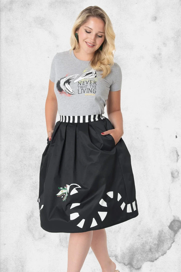 Unique Vintage Skirts Beetlejuice - Sandworm Jayne Swing Skirt