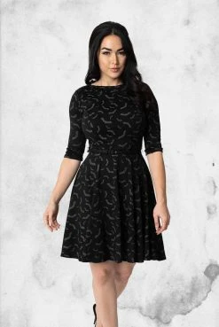 Unique Vintage Dresses & Bottoms Bat Print Stephanie Flare Dress