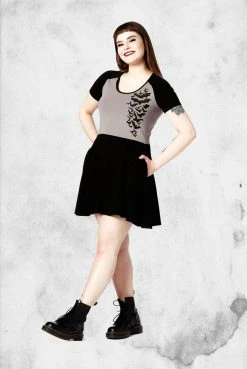 Sourpuss Dresses & Bottoms Nokturnal Bats Raglan Skater Dress