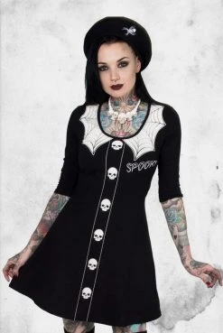 Kreepsville Spooky Girl 3/4 Sleeve Flare Dress