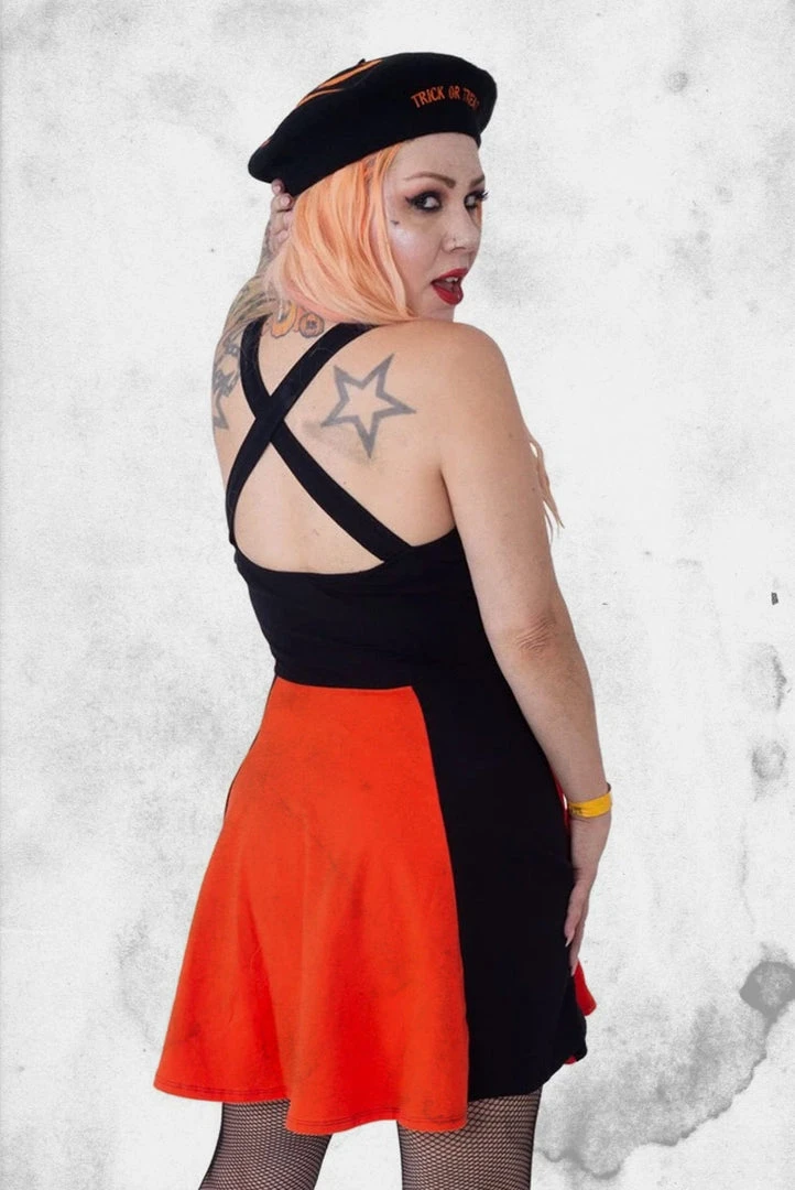 Kreepsville Jack-O-Latern Pumpkin Pinafore Dress Dresses & Bottoms