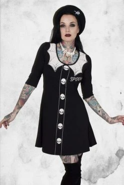 Kreepsville Spooky Girl 3/4 Sleeve Flare Dress