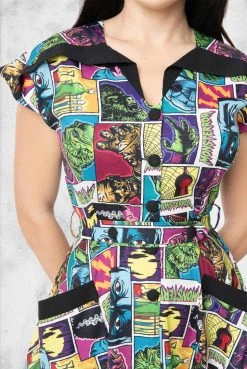 Unique Vintage Dresses & Bottoms Universal Monsters - Monsterror Print Swing Dress