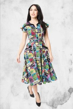 Unique Vintage Dresses & Bottoms Universal Monsters - Monsterror Print Swing Dress